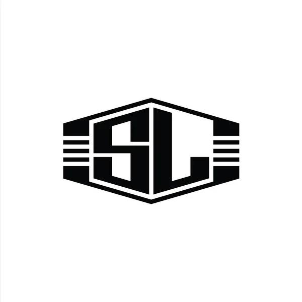Písmeno Logo Monogram Šestiúhelník Znak Tvar Pruhy Obrysu Styl Návrhu — Stock fotografie