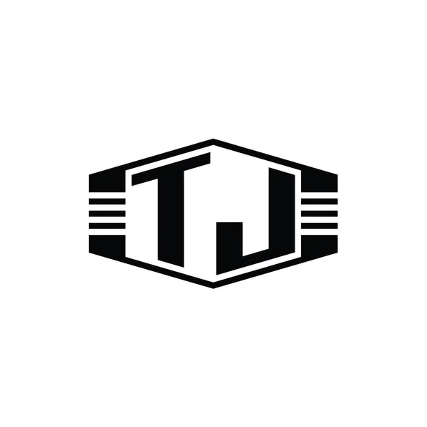 Тдж Літера Логотип Монограма Шестикутника Форми Емблеми Смугами Шаблон Стилю — стокове фото