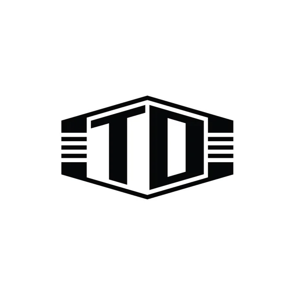 Letter Logo Monograma Hexágono Emblema Forma Con Rayas Esquema Estilo —  Fotos de Stock