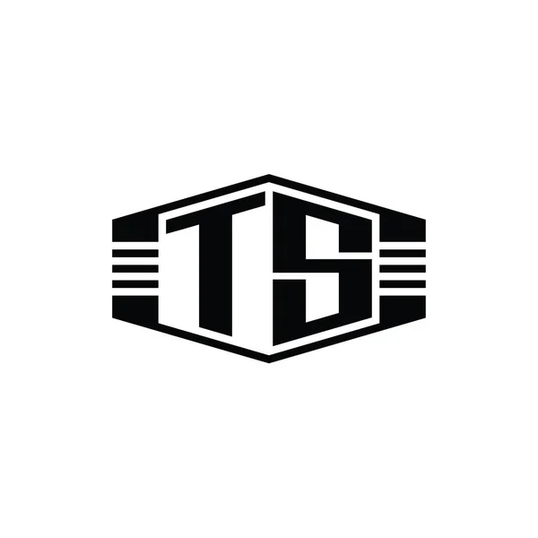 Літера Логотип Монограма Шестикутна Форма Емблеми Смугами Шаблон Стилю Дизайну — стокове фото