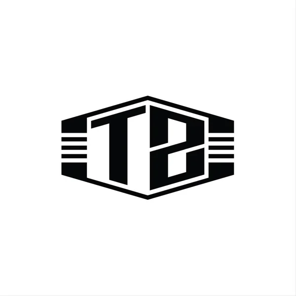 Letra Logo Monograma Hexágono Emblema Forma Con Rayas Esquema Estilo —  Fotos de Stock