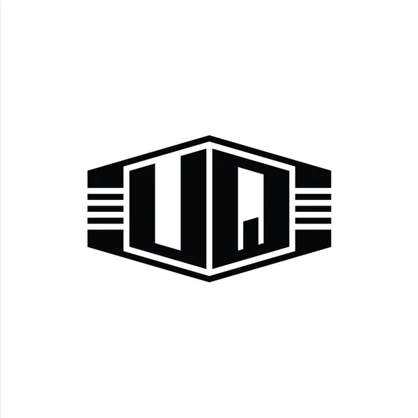 Letter Logo Monogramă Formă Emblemă Hexagon Dungi Schița Șablon Design — Fotografie, imagine de stoc