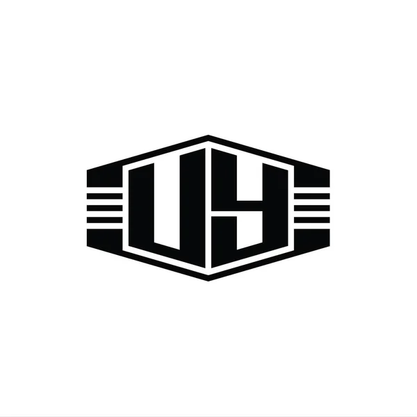 Bentuk Lambang Letter Logo Monogram Hexagon Dengan Pinggiran Templat Desain — Stok Foto