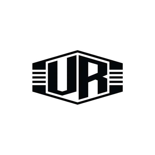 Letter Logo Monogramă Formă Emblemă Hexagon Dungi Schița Șablon Design — Fotografie, imagine de stoc