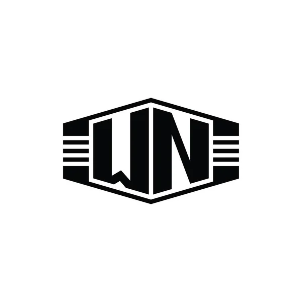 Эмблема Шестиугольника Логотипа Letter Letter Рисунком Набросков — стоковое фото