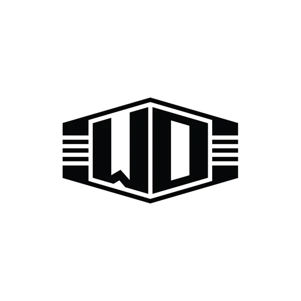Letter Logo Monogram Šestiúhelník Znak Tvar Pruhy Obrysu Styl Návrhu — Stock fotografie