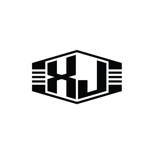 Forma Del Emblema Del Hexágono Del Monograma Del Logotipo Letra —  Fotos de Stock