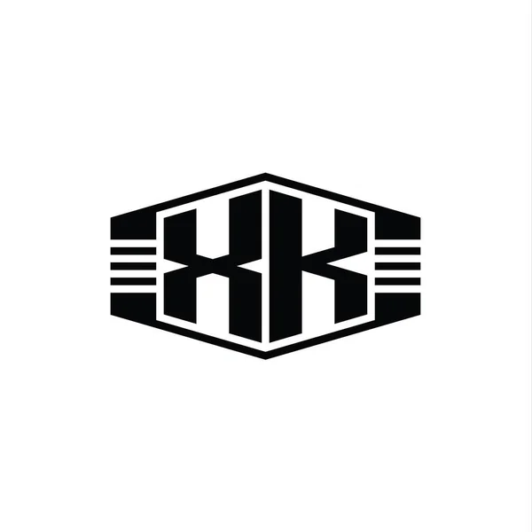 Letter Logo Monogramma Forma Esagonale Emblema Con Strisce Modello Design — Foto Stock