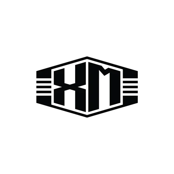 Carta Logo Monograma Forma Emblema Hexágono Com Listras Esboço Modelo — Fotografia de Stock