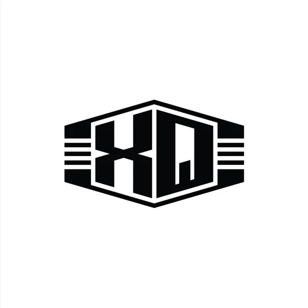 Letter Λογότυπο Μονόγραμμα Εξάγωνο Σχήμα Έμβλημα Ρίγες Περίγραμμα Στυλ Πρότυπο — Φωτογραφία Αρχείου