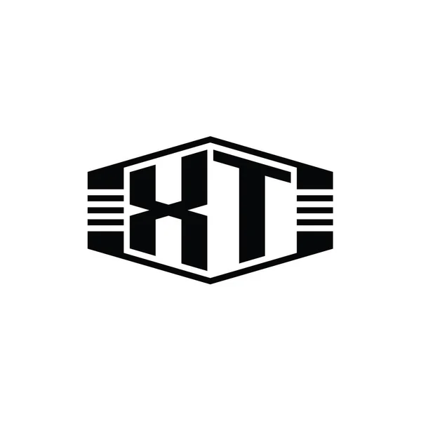 Betű Logo Monogram Hatszög Embléma Alakú Csíkok Körvonalazott Stílus Design — Stock Fotó