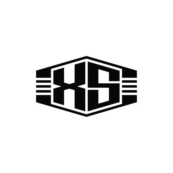 Letter Logo Monogram Altıgen Amblem Şekli Çizgili Tasarım Biçimi Şablonu — Stok fotoğraf