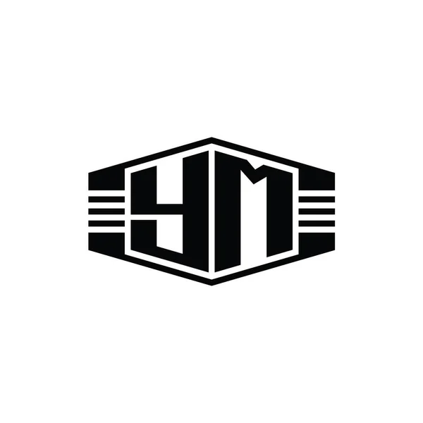Ymレターロゴモノグラムストライプアウトラインスタイルデザインテンプレートと六角形のエンブレム形状 — ストック写真