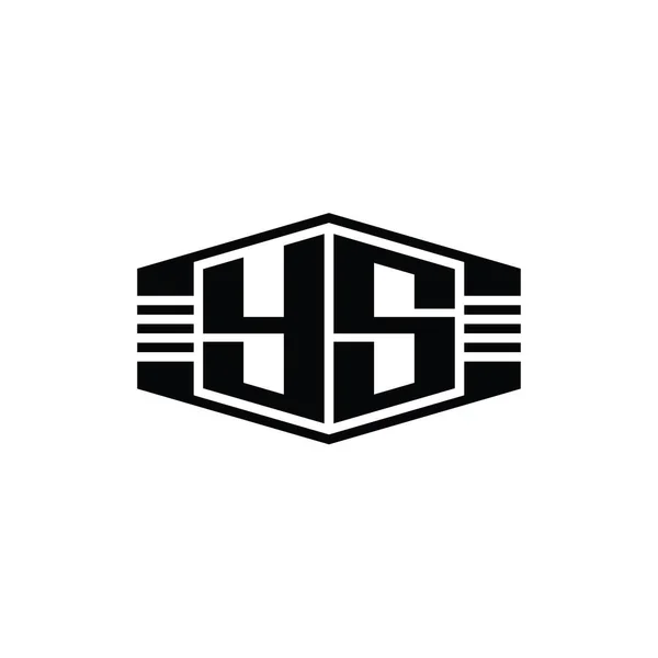 Harfi Logosu Monogram Altıgen Amblem Şekli Çizgili Ana Hat Biçim — Stok fotoğraf
