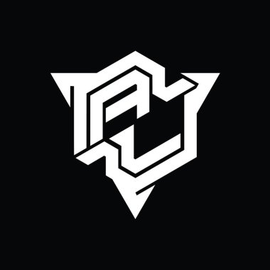 AL Harfi Logo monogram altıgen şekli ve üçgen ana hatlı oyun biçimi tasarım şablonu