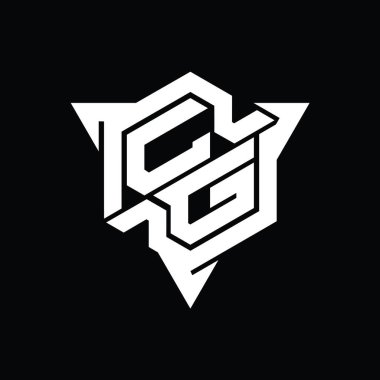CG Harfi Logo monogram altıgen şekli ve üçgen ana hatlı oyun biçimi tasarım şablonu
