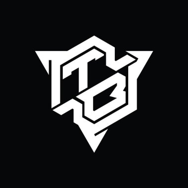 TB Harfi Logo monogram altıgen şekli ve üçgen ana hatlı oyun biçimi tasarım şablonu