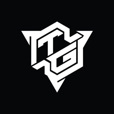 Üçgen ana hatlı oyun biçimi tasarım şablonu ile TG Harfi Logo monogram altıgen şekli