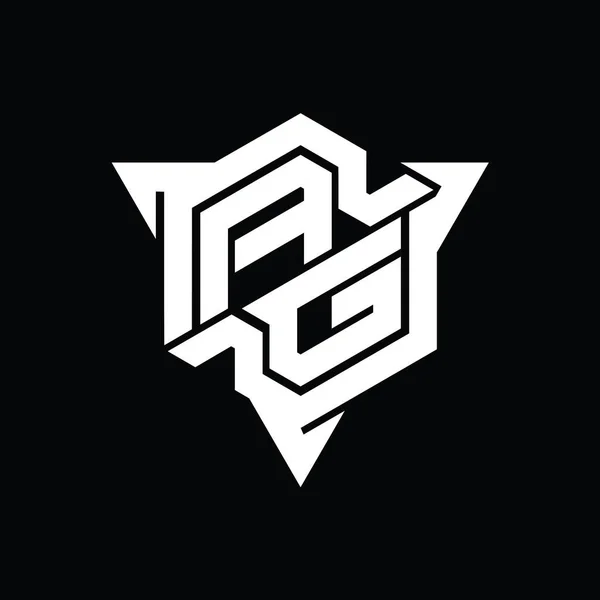 Ag手紙ロゴのモノグラム三角形アウトラインゲームスタイルのデザインテンプレートと六角形の形状 — ストック写真