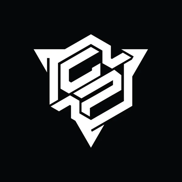 Логотип Буквы Шестиугольник Формы Треугольной Очертания Стиль Игры Шаблон — стоковое фото
