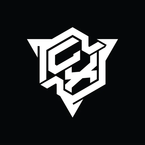 Letter Logo Μονόγραμμα Εξάγωνο Σχήμα Περίγραμμα Τρίγωνο Gaming Στυλ Πρότυπο — Φωτογραφία Αρχείου