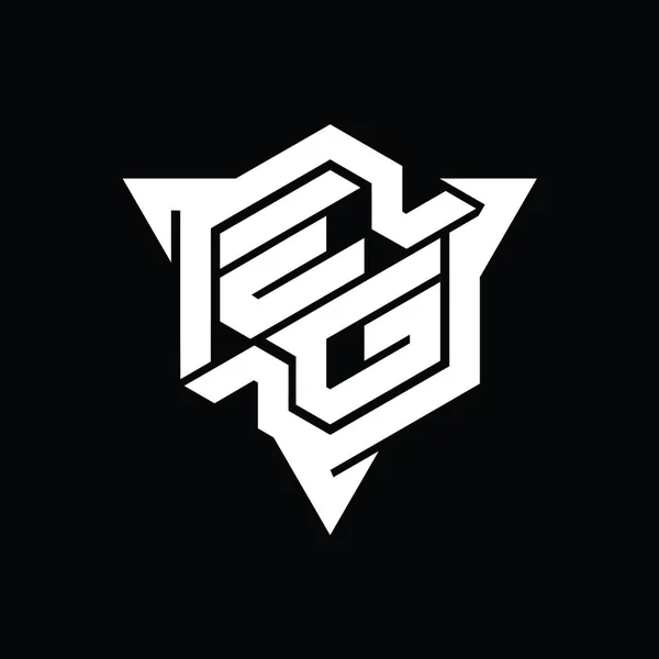 Letter Logo Monogram Bentuk Heksagon Dengan Segitiga Outline Template Desain — Stok Foto
