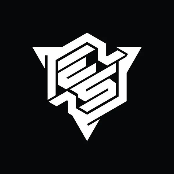 Логотип Монограмма Шестиугольник Треугольным Контуром Стиль Игры Шаблон — стоковое фото