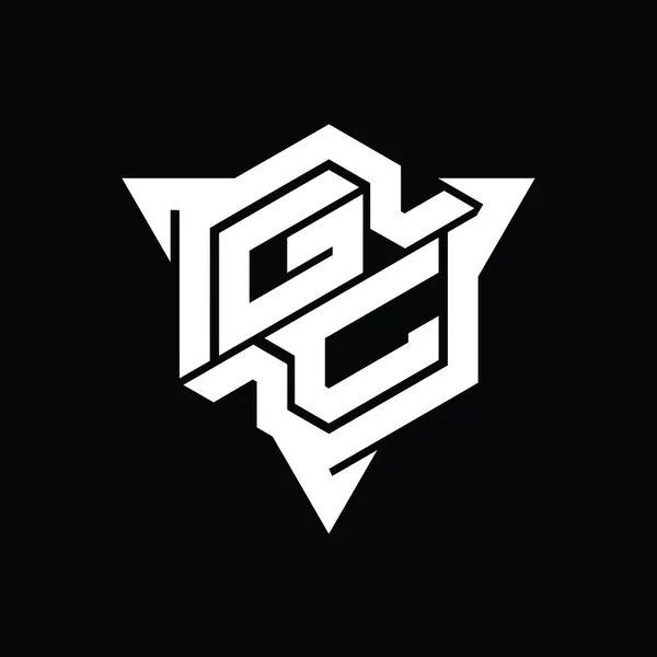 Логотип Letter Фигура Шестиугольника Треугольным Контуром Шаблон Дизайна Игрового Стиля — стоковое фото