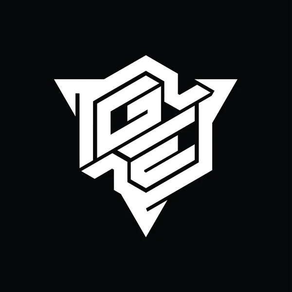Geの手紙のロゴのモノグラム三角形アウトラインゲームスタイルのデザインテンプレートと六角形の形状 — ストック写真