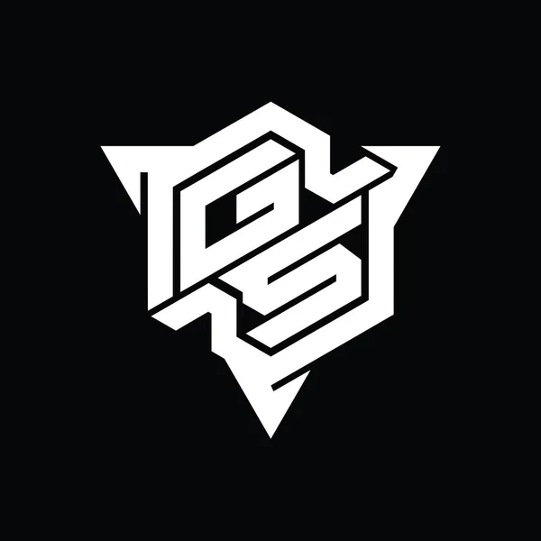 Логотип Монограмма Шестиугольник Треугольником Очертания Стиль Игры Шаблон — стоковое фото