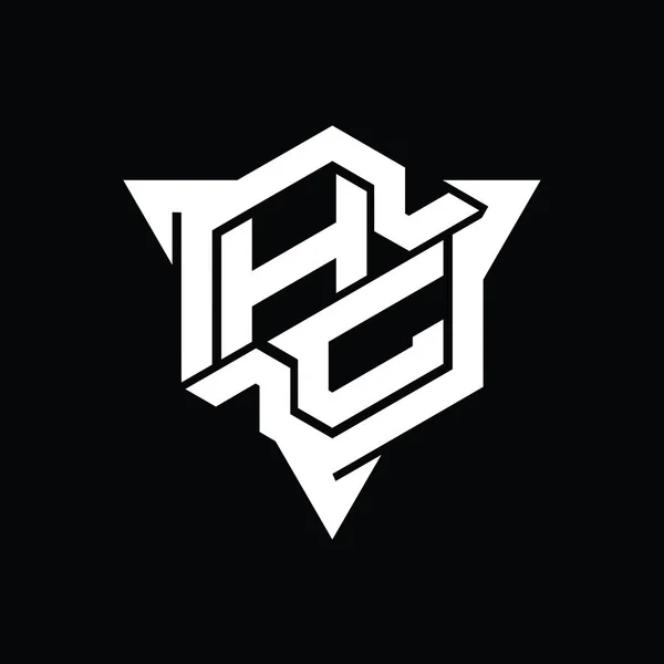 Буква Логотипа Шестиугольник Формы Треугольной Очертания Стиль Игры Шаблон — стоковое фото