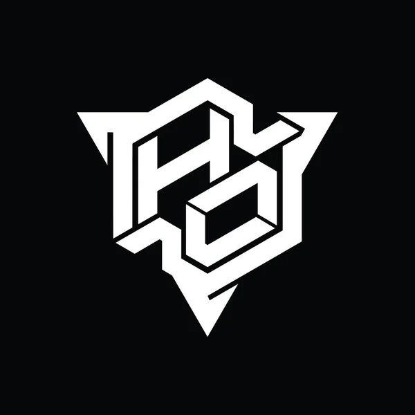 Letter Logo Monogram Šestiúhelník Tvar Trojúhelníkem Obrys Herní Styl Design — Stock fotografie