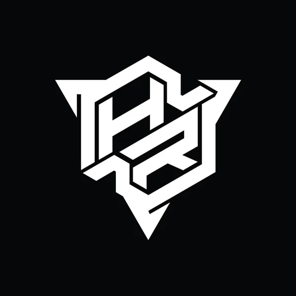 Логотип Логотипа Шестиугольником Треугольным Контуром Шаблона Дизайна Игрового Стиля — стоковое фото