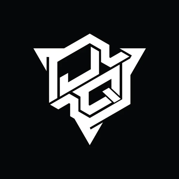 Логотип Логотипа Шестиугольником Треугольным Контуром Шаблона Дизайна Игрового Стиля — стоковое фото