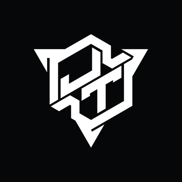 Letter Logo Bentuk Monogram Heksagon Dengan Segitiga Outline Template Desain — Stok Foto