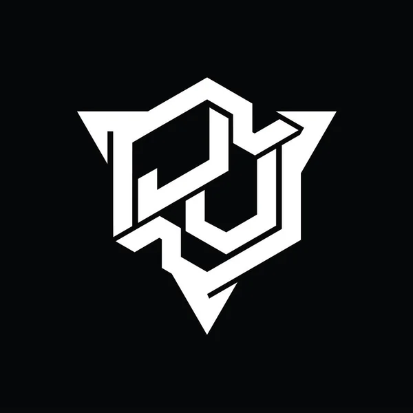 Jvの手紙ロゴのモノグラム三角形アウトラインゲームスタイルのデザインテンプレートと六角形の形状 — ストック写真