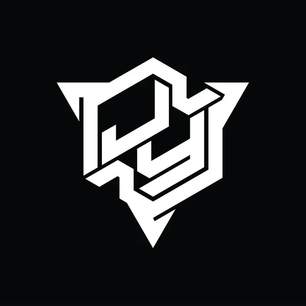 Letter Logo Bentuk Monogram Hexagon Dengan Segitiga Outline Template Desain — Stok Foto