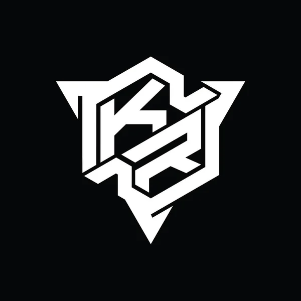 Bentuk Monxagon Logo Letter Dengan Templat Desain Gaya Permainan Segitiga — Stok Foto
