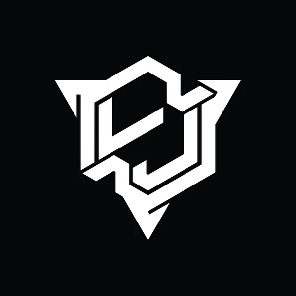 Буква Логотипа Шестиугольник Формы Треугольником Очертания Стиль Дизайна Игры — стоковое фото
