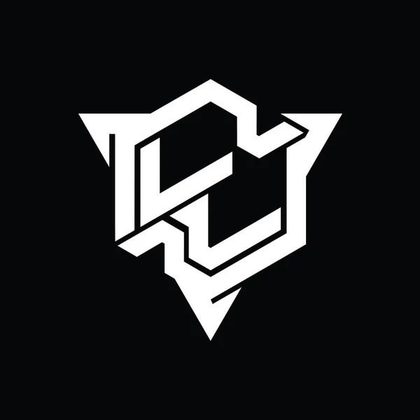 Letter Logo Monogram Hexagon Form Med Triangel Kontur Spelstil Design — Stockfoto