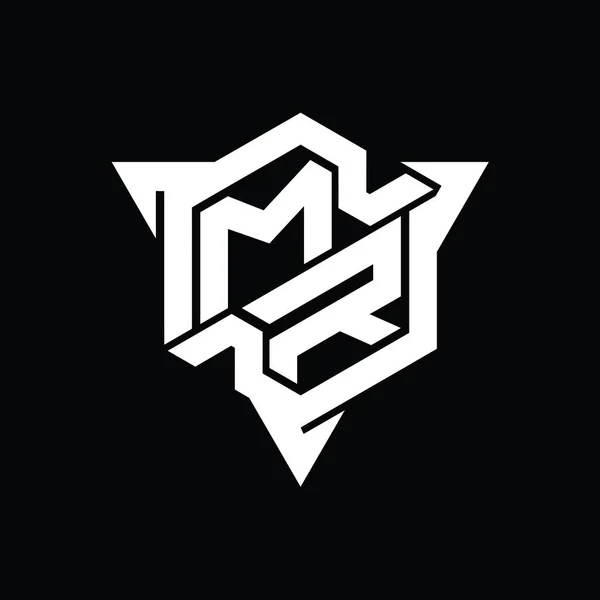 Монограмма Логотипа Шестиугольник Треугольным Контуром Шаблон Дизайна Игрового Стиля — стоковое фото