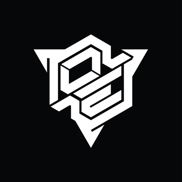 Логотип Буквы Шестиугольник Треугольным Контуром Шаблон Дизайна Игрового Стиля — стоковое фото