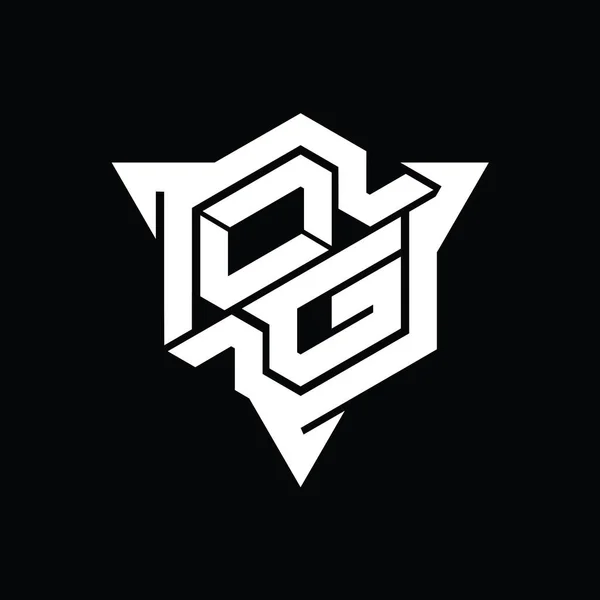 Монограмма Логотипа Letter Шестиугольником Треугольным Контуром Шаблона Дизайна Игрового Стиля — стоковое фото