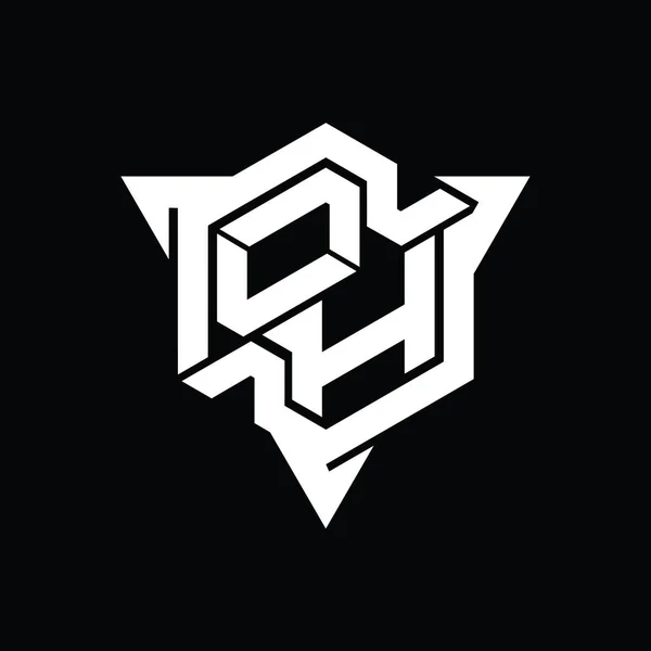 Huruf Logo Monogram Bentuk Heksagon Dengan Segitiga Garis Luar Templat — Stok Foto