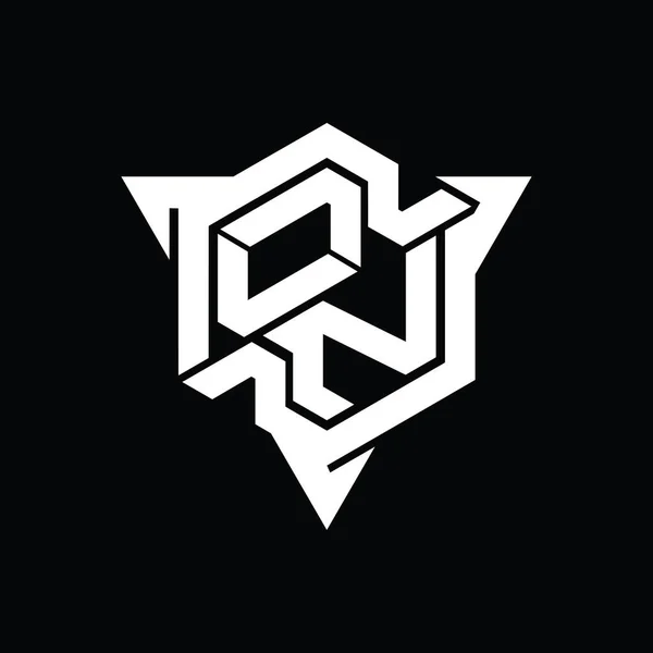 List Logo Monogram Sześciokątny Kształt Trójkątnym Konturu Styl Gry Szablon — Zdjęcie stockowe