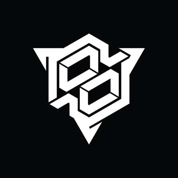 Letterロゴモノグラム三角形のアウトラインゲームスタイルデザインテンプレートと六角形の形状 — ストック写真