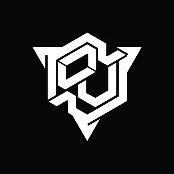 Levél Logo Monogram Hatszög Alakú Háromszög Körvonalas Játék Stílus Design — Stock Fotó