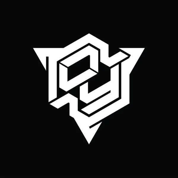 Логотип Логограмма Шестиугольник Формы Треугольным Контуром Стиль Игры Шаблон — стоковое фото