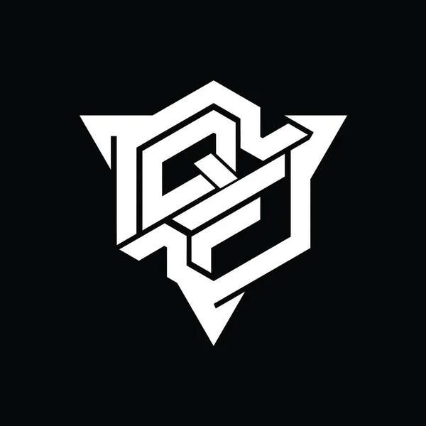 Qf手紙ロゴのモノグラム三角形アウトラインゲームスタイルのデザインテンプレートと六角形の形 — ストック写真