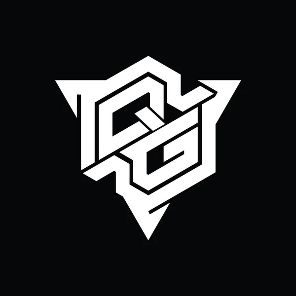 Qgレターロゴモノグラム三角形のアウトラインゲームスタイルのデザインテンプレートと六角形の形状 — ストック写真